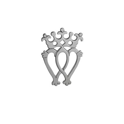 Silver 35x49mm Luckenbooth double Heart and Crown Pendant