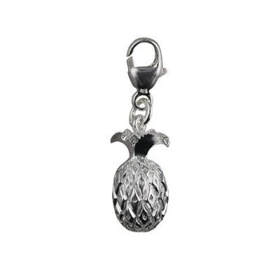 Silver 13x8mm Pineapple Charm with a lobster catch