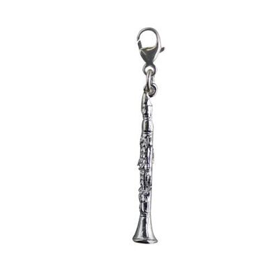 Silver 30x5mm Clarinet charm on a lobster trigger