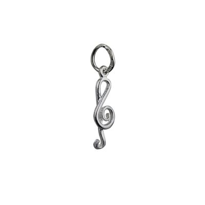 Silver 15x6mm round wire G Clef Pendant or Charm