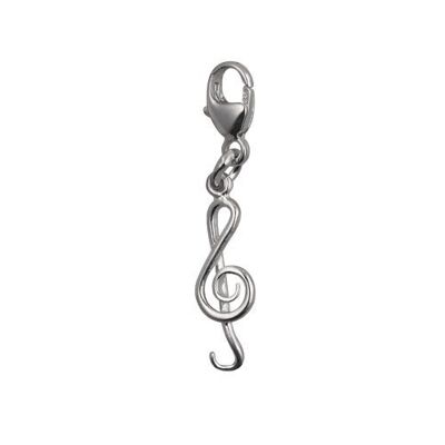 Silver 15x6mm round wire G Cleff Charm on a lobster trigger