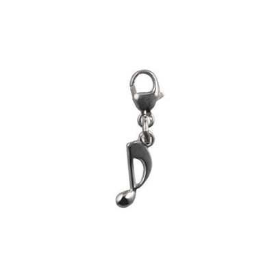 Silver 23x5mm Quaver musical note Charm on a lobster trigger