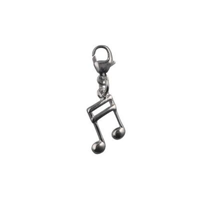 Silver 24x9mm Semi Quaver musical note Charm on a lobster trigger