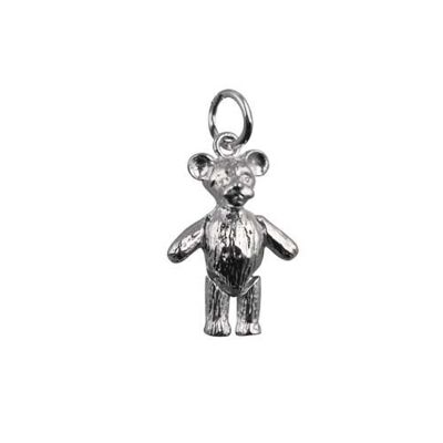 Silver 19x13mm moveable teddy bear Pendant or Charm