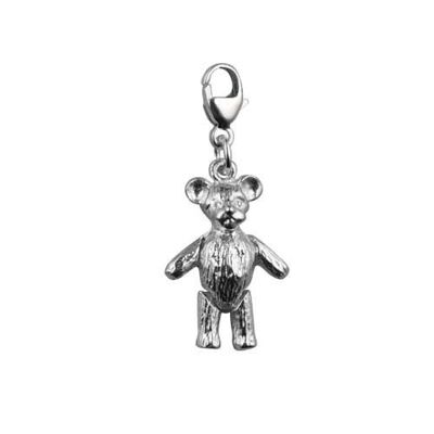 Silver 19x13mm moveable teddy bear Charm on a lobster trigger