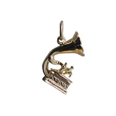 9ct 17x11mm dance music gramaphone Charm