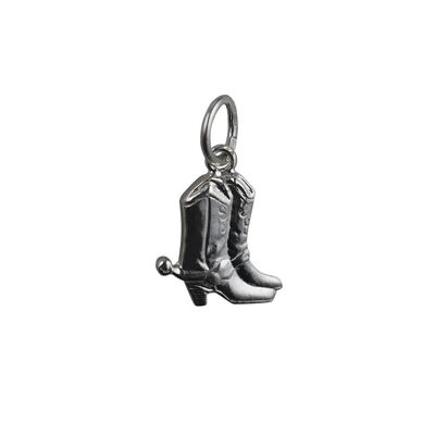 Silver 12x12mm Cowboy Boots Pendant or Charm