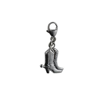 Silver 12x12mm Cowboy Boots Charm with a lobster clasp