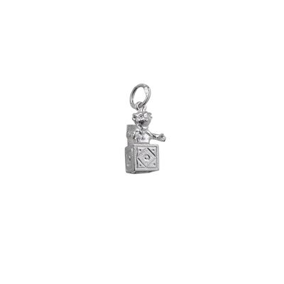 Silver 14x10mm Jack in the Box Pendant or Charm