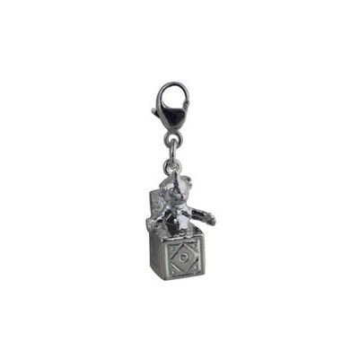 Silver 15x10mm Jack in the box charm on a lobster trigger