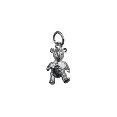 Silver 15x10mm sitting teddy bear Pendant or Charm