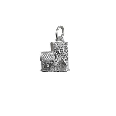 Silver 12x11mm Church Pendant or Charm