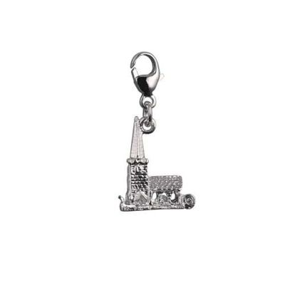 Silver 15x9mm moveable chapel with a tiny bible inside charm on a lobster trigger