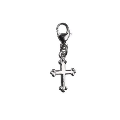 Silver 24x9mm cross symbol of faith Charm on a lobster trigger
