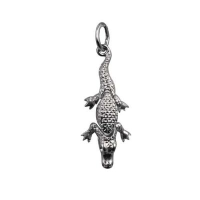 Silver 25x11mm moveable Crocodile Pendant or Charm