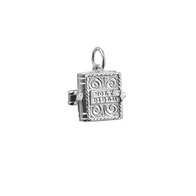 Silver 12x11mm moveable Bible with the Hail Mary inside Pendant or Charm