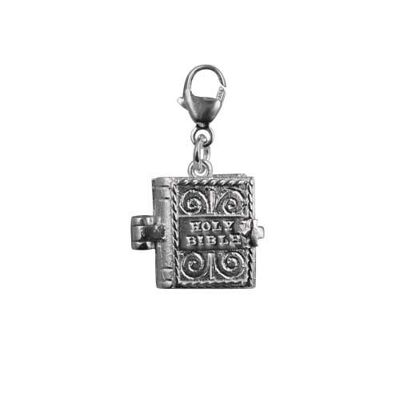 Silver 12x11mm moveable Bible Charm  on a lobster trigger inside the Hail Mary prayer