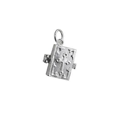 Silver 13x14mm moveable Bible with shrine inside Pendant or Charm