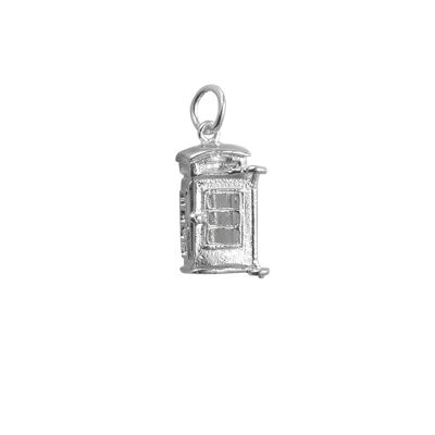 Silver 18x8mm opening phonebox Pendant or Charm