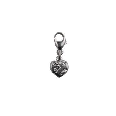 Silver 19x7mm heart symbol of charity Charm on a lobster trigger