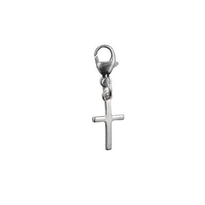 Silver 11x7mm cross symbol of faith charm on a lobster clasp