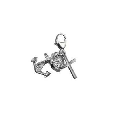 Silver 15x4mm Faith Hope and Charity Charm on a lobster clasp