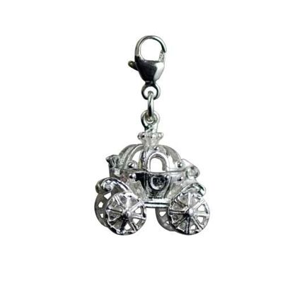 Silver 15x16mm moveable Cinderella coach Charm on a lobster trigger