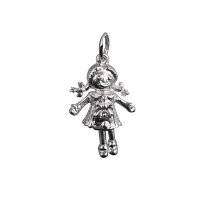 Silver 19x13mm moveable Rag doll Pendant or Charm