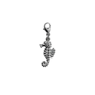 Silver 19x10mm Seahorse Charm on a lobster trigger
