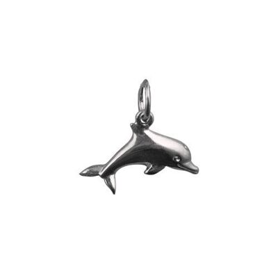 Silver 9x19mm leaping dolphin Pendant or Charm