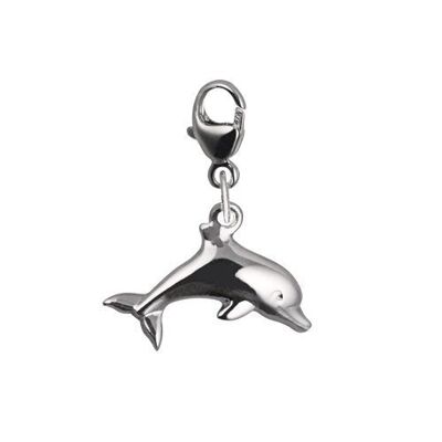 Silver 9x19mm leaping dolphin Charm on a lobster trigger