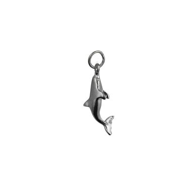 Silver 22x7mm swimming Dolphin Pendant or Charm