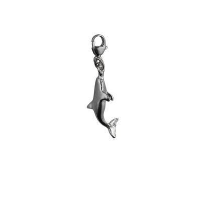 Silver 22x7mm swimming Dolphin Charm on a lobster trigger