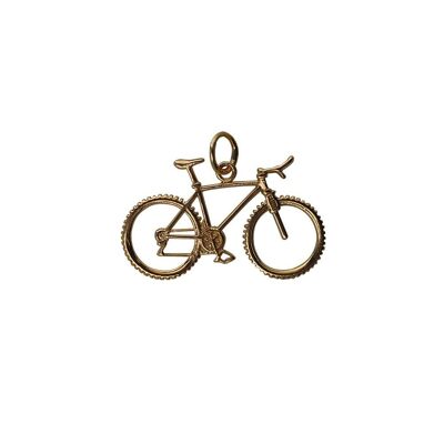 9ct 17x29mm Bicycle and Cyclist Pendant or Charm