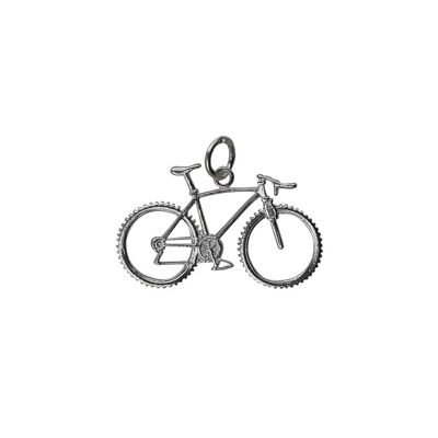 Silver 17x29mm Bicycle and Cyclist Pendant or Charm
