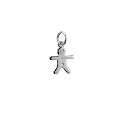 Silver 11x12mm Gingerbread Man Pendant or Charm