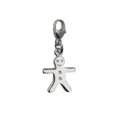 Silver 11x12mm Gingerbread man charm with lobster trigger