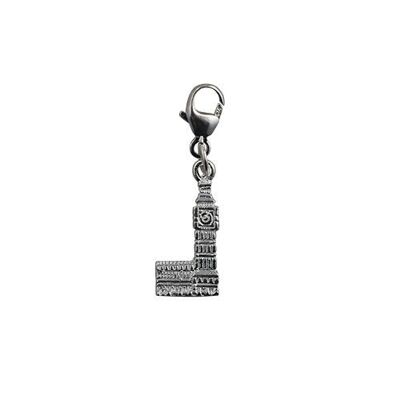 Silver 15x8mm Big Ben Charm on a lobster trigger