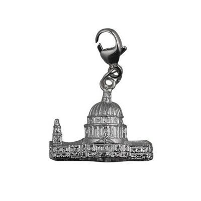 Silver 15x19mm hollow St. Paul's Cathedral Charm on a lobster trigger