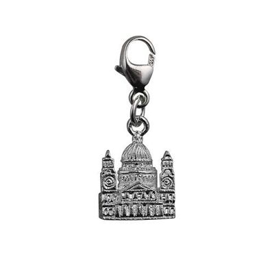 Silver 11x10mm solid St. Paul's Cathedral Charm on a lobster trigger