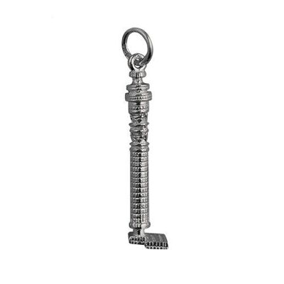 Silver 7x29mm solid GPO Tower Pendant or Charm