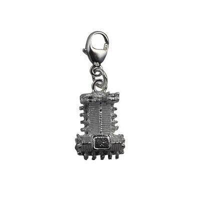 Silver 10x13mm hollow Westminster Abbey Charm on a lobster trigger