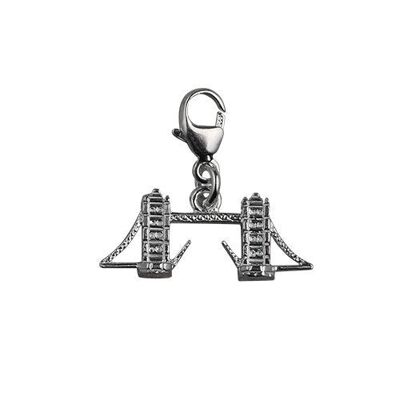 Silver 9x20mm Tower Bridge Charm with a lobster catch