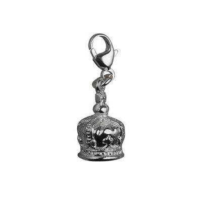 Silver 12x10mm Royal Crown Charm with a lobster catch