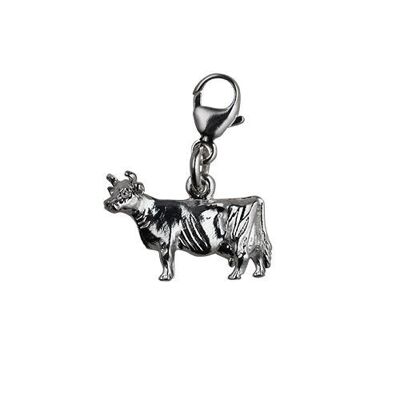 Silver 11x16mm Cow Charm on a lobster trigger