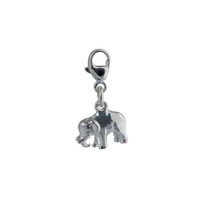 Silver 20x10mm Indian elephant charm on a lobster trigger
