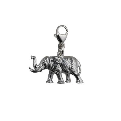 Silver 10x20mm Elephant Charm on a lobster trigger