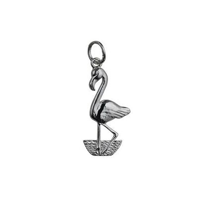 Silver 24x13mm Flamingo Pendant or Charm