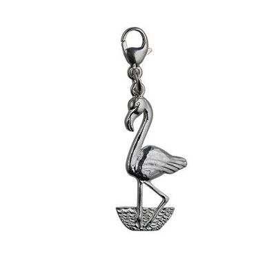 Silver 24x13mm Flamingo Charm Elephant on a lobster trigger