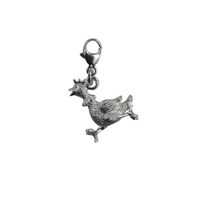 Silver 17x15mm Hen Charm on a lobster trigger